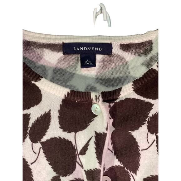 Land’s End Womens Cardigan Leaf Print - Picture 3 of 4